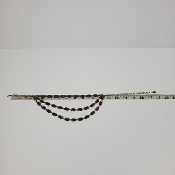 Vtg Sarah Coventry 60s Oval Gold Black Tone Chain Triple Strand Choker Necklace - Picture 8 of 12